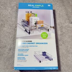 Real Simple Heavy Duty Steel 11” Sliding Under Cabinet Organizer Storage